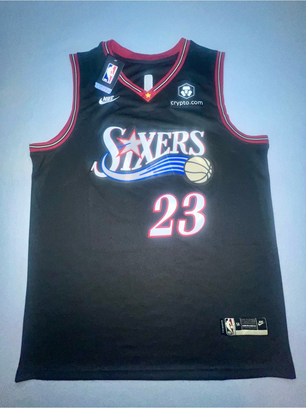Lebron James #23 Philadelphia 76ers Black  Jersey Classic Logo Size 56 3XL